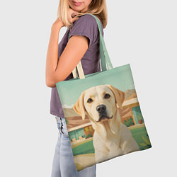 Сумка-шопер Лабрадор на фоне пальм, цвет: 3D-принт — фото 2
