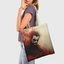 Сумка-шопер Зловещий Джокер в красном дыму, цвет: 3D-принт — фото 2