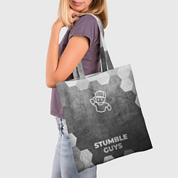 Сумка-шопер Stumble Guys - grey gradient по-центру, цвет: 3D-принт — фото 2