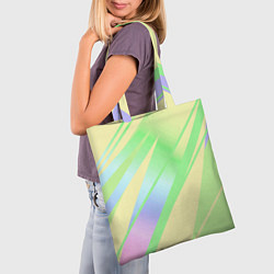 Сумка-шопер Жёлто-зелёный полосатый, цвет: 3D-принт — фото 2