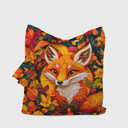 Сумка-шопер Лисенок в осенних листьях, цвет: 3D-принт