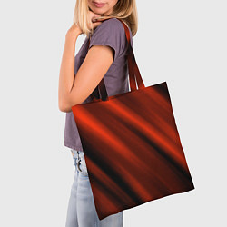 Сумка-шопер Красно-оранжевый полосы текстурные с затемнением, цвет: 3D-принт — фото 2