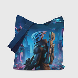 Сумка-шопер Mass Effect - neon glow fantastic, цвет: 3D-принт