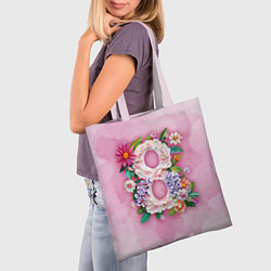 Сумка-шопер Восемь в цветах - 8 марта, цвет: 3D-принт — фото 2