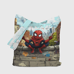 Сумка-шопер Маленький человек-паук в городе, цвет: 3D-принт