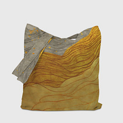 Сумка-шоппер Золотые волны на сером текстура