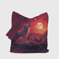 Сумка-шопер Белый волк воет на луну, цвет: 3D-принт