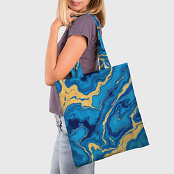 Сумка-шопер Синий мрамор с золотом, цвет: 3D-принт — фото 2