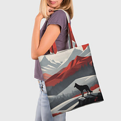 Сумка-шопер Лиса и красные горы, цвет: 3D-принт — фото 2