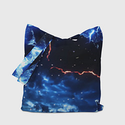 Сумка-шопер Звезды и молнии в разломе плит, цвет: 3D-принт