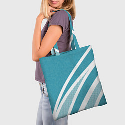 Сумка-шопер Бело-голубой абстракция с полосами, цвет: 3D-принт — фото 2