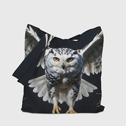 Сумка-шопер Белая сова на темном фоне, цвет: 3D-принт