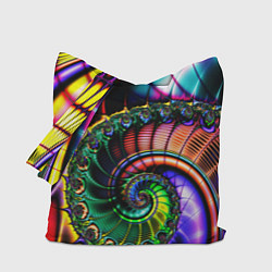 Сумка-шоппер Фрактальный узор неоновый