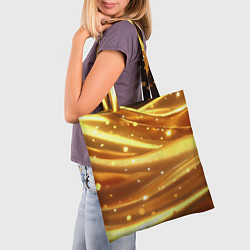 Сумка-шопер Золотая ткань с блестками, цвет: 3D-принт — фото 2