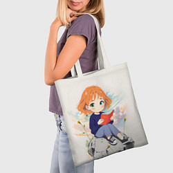 Сумка-шопер Аниме девушка и книга, цвет: 3D-принт — фото 2