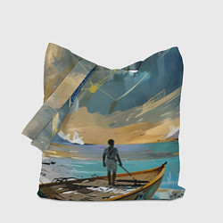 Сумка-шопер Мальчик и лодка, цвет: 3D-принт