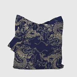 Сумка-шопер Золотые драконы на синем, цвет: 3D-принт