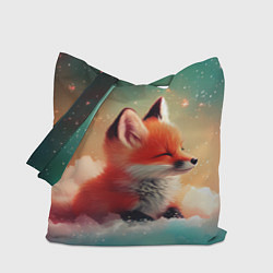 Сумка-шопер Милый лисенок спит на облаке, цвет: 3D-принт