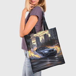 Сумка-шопер БМВ в вечернем городе, цвет: 3D-принт — фото 2