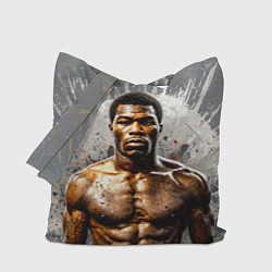 Сумка-шопер Мухаммед Али на сером, цвет: 3D-принт