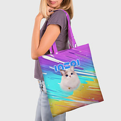 Сумка-шопер Inzoi кошечка на радужном фоне, цвет: 3D-принт — фото 2