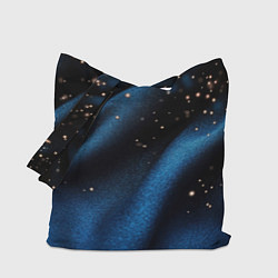 Сумка-шопер Синяя волнистая текстура на черном, цвет: 3D-принт