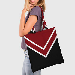 Сумка-шопер Красный с чёрным и белые полосы, цвет: 3D-принт — фото 2