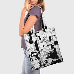 Сумка-шопер Чёрно-белый светлая абстракция, цвет: 3D-принт — фото 2