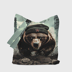 Сумка-шопер Русский медведь бежит вперед, цвет: 3D-принт