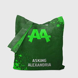 Сумка-шопер Asking Alexandria - green gradient по-центру, цвет: 3D-принт