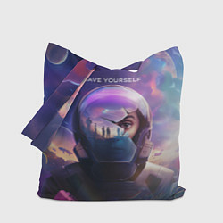 Сумка-шопер Save yourself - Черное зеркало, цвет: 3D-принт