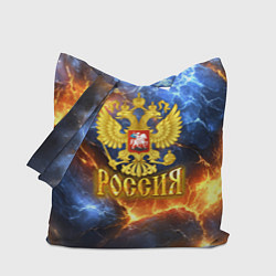 Сумка-шопер Россия герб и огонь, цвет: 3D-принт