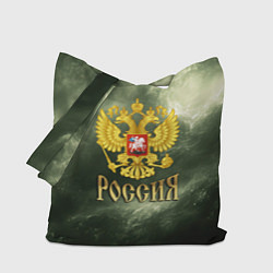 Сумка-шопер Россия - герб на зеленом фоне, цвет: 3D-принт