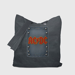 Сумка-шопер ACDC логотип в виде джинсовой нашивки, цвет: 3D-принт