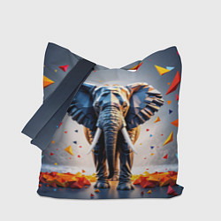 Сумка-шопер Геометрический слон и цветные полигоны, цвет: 3D-принт