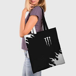 Сумка-шопер Monster energy белый огонь, цвет: 3D-принт — фото 2