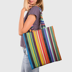 Сумка-шопер Разноцветная полоска, цвет: 3D-принт — фото 2