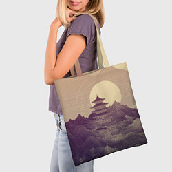 Сумка-шопер Ретро иллюстрация Японского храма, цвет: 3D-принт — фото 2