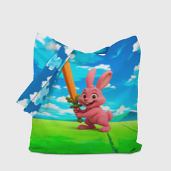 Сумка-шопер Розовый заяц с мечом из морковки, цвет: 3D-принт