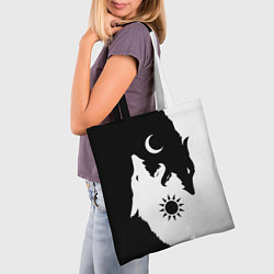 Сумка-шопер Мистические волки дня и ночи инь-янь, цвет: 3D-принт — фото 2