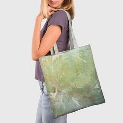 Сумка-шопер Абстракция - white waves on green background, цвет: 3D-принт — фото 2