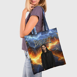 Сумка-шопер Bones на фоне разломных плит, цвет: 3D-принт — фото 2