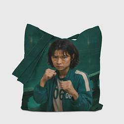 Сумка-шопер Игра в кальмара - игрок 067 в стойке бойца, цвет: 3D-принт