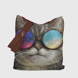 Сумка-шоппер A Cat with multicolored glasses