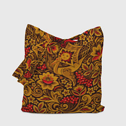 Сумка-шопер Летучий корабль в стиле хохломской росписи, цвет: 3D-принт