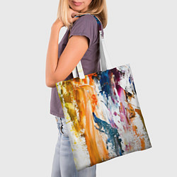 Сумка-шопер Разноцветные мазки кисти на палитре художника, цвет: 3D-принт — фото 2