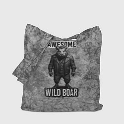 Сумка-шопер Серый потрясающий дикий кабан, цвет: 3D-принт