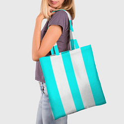 Сумка-шопер Color light blue white lines, цвет: 3D-принт — фото 2