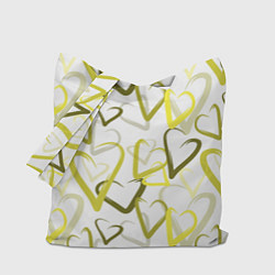 Сумка-шопер Зеленые сердца, цвет: 3D-принт