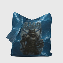 Сумка-шопер ВМФ Волк на фоне льда, цвет: 3D-принт